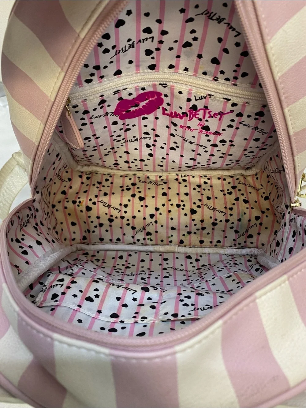 Luv Betsey Johnson Pink White Cat Backpack